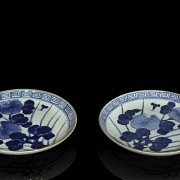 Pareja de platos azul y blanco, Japón, S.XIX