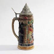 Beautiful ceramic beer mug with metal lid. - 8