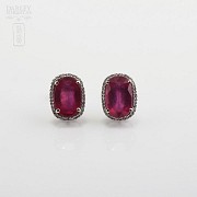 Earrings with ruby 7.86cts and diamonds in White Gold - 4