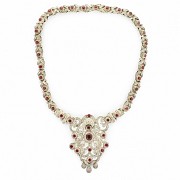 Elizabethan necklace with antique cut diamonds and rubies