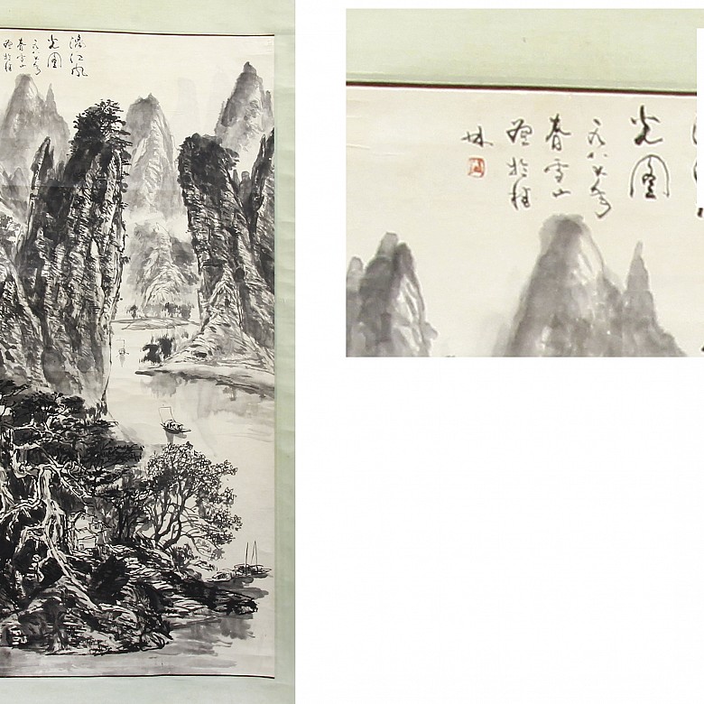 Lot of two paintings, China, 20th century