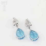 Preciosos pendientes topacio azul y diamantes - 3