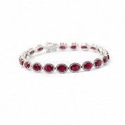 Riviere bracelet in 18k white gold with rubies and diamonds