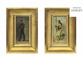 Various authors. Two boards with soldiers, Valencia, 19th century