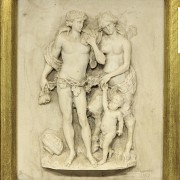 Relieve de alabastro tallado, Professor Giuseppe Lazzerini, Carrara, 1869 - 1