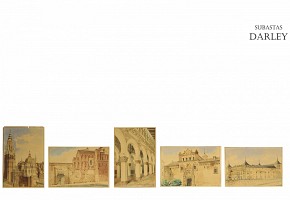 Eduardo Serrano (S.XIX) Cinco vistas de monumentos, 1880