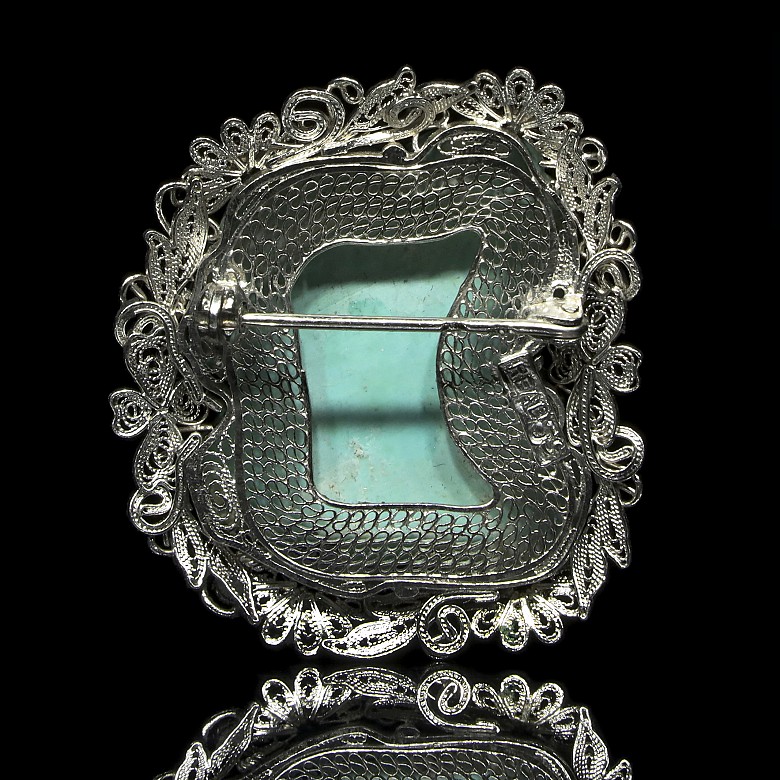Broche plata y turquesa, S.XIX - XX