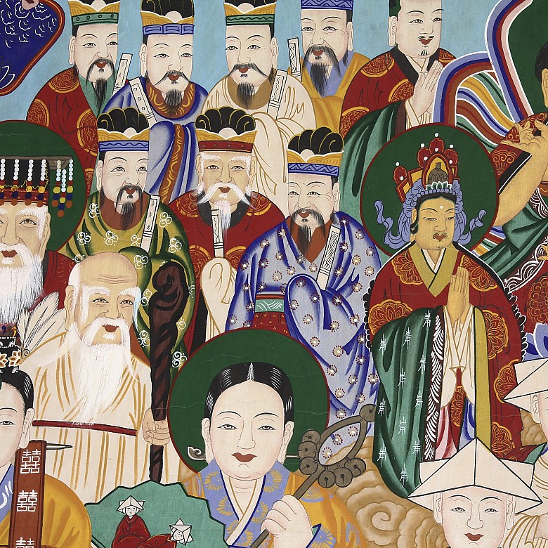 Large painted silk thangka, Korea, 19th-20th century - 3