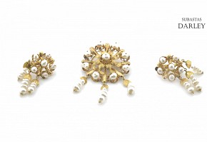 Set of earrings and brooch fallera, 18 k gold