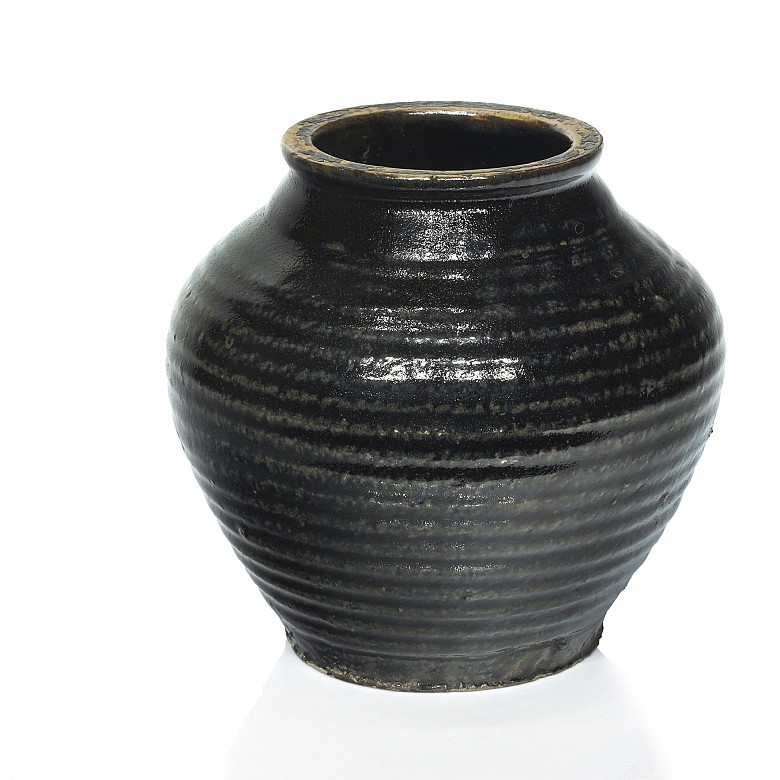 Vasija estriada de cerámica, dinastía Qing - 3