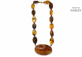 Amber and onyx necklace