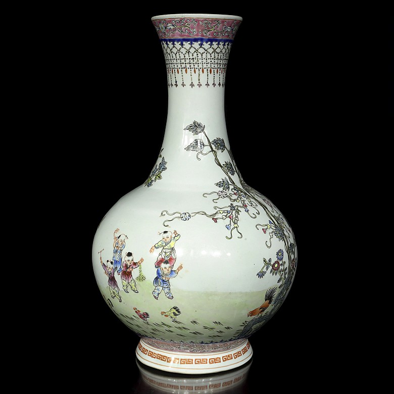 Vase with children and landscapes, 20th century