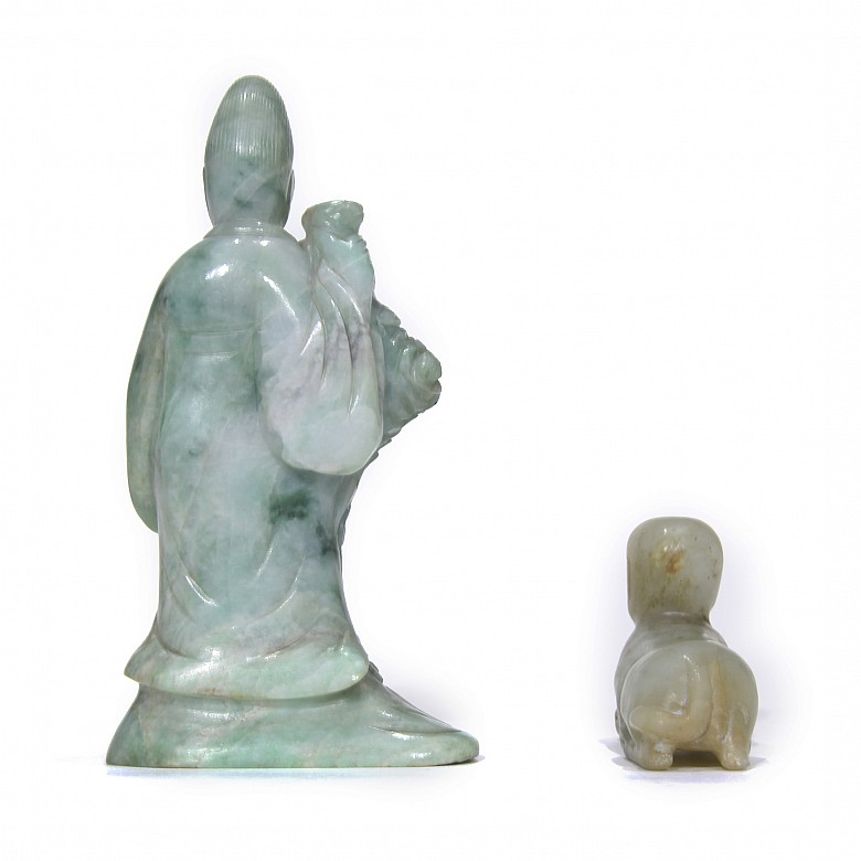 Lot of two jade figurines, 20th century - 3