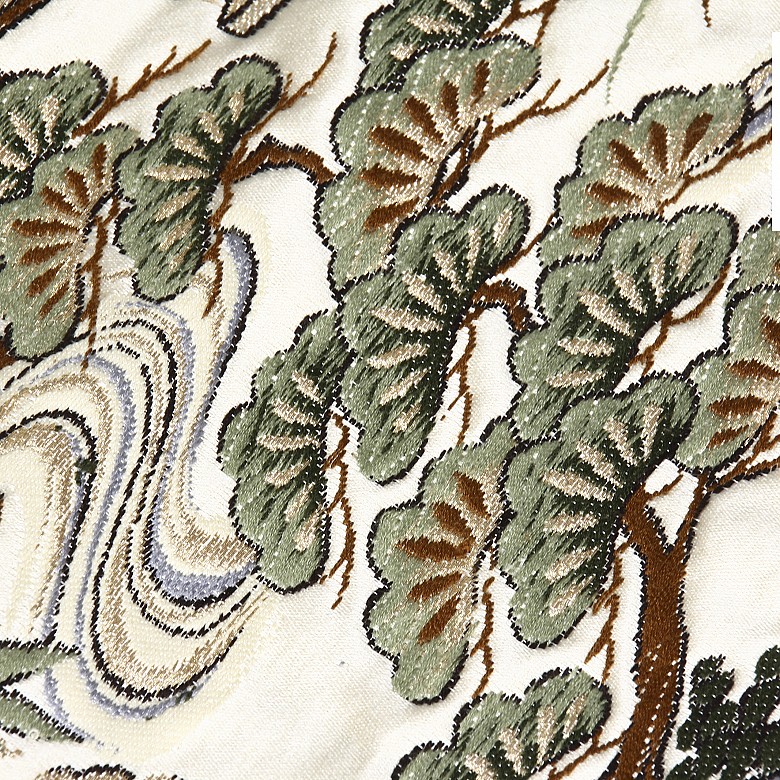 Pair of silk Obis, late 19th century.