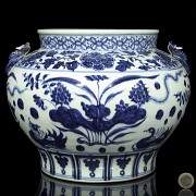 Vasija con asas, azul y blanco, estilo Yuan - 8