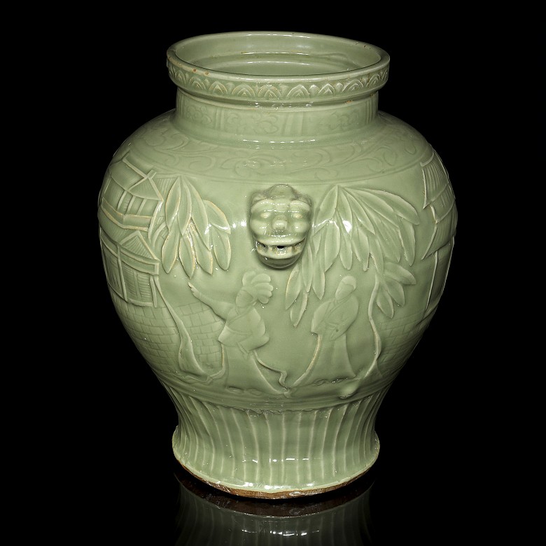 Jarrón de balaustre en cerámica vidriada, S.XX - 1