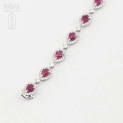 18k white gold bracelet with rubies and diamonds. - 9