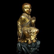 Sage sculpture in gilded wood, Qing dynasty - 1