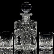 Juego de licorera y 10 vasos de whisky, Stuart England, S.XX