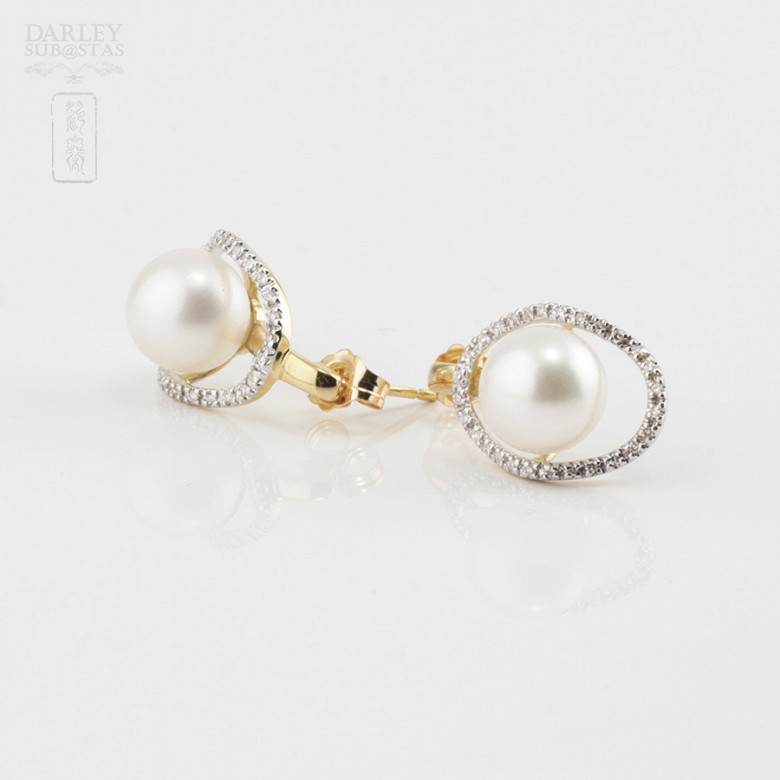 Pearl and diamond earrings - 2