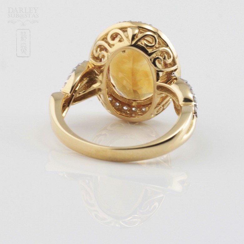 0.65cts fantastic ring with diamonds and 18k yellow gold citrine - 4