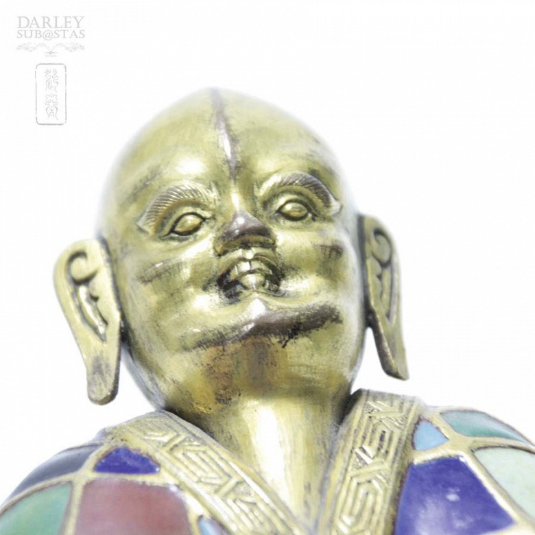Buda antiguo de bronce y esmalte - 6