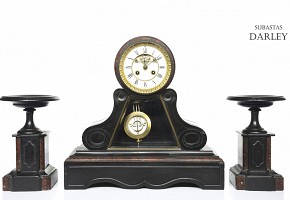 Table clock with garniture, France, 19th century