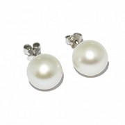 12mm Australian Pearl Earrings  In 18k white gold mount.