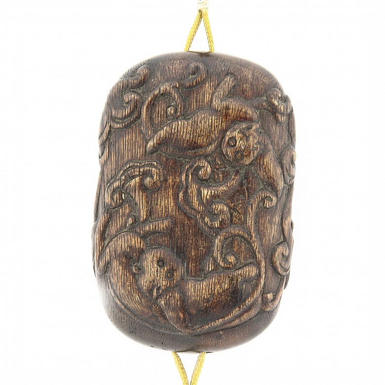 Placa de madera china tallada, s.XIX