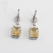 Long earrings with citrine 6.34cts and diamonds in White Gold - 3