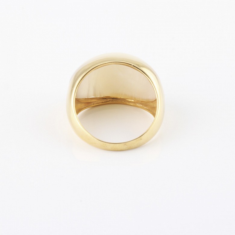 ring Natural mother of pearl  in 18k yellow gold - 2