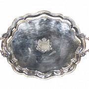 Large punched Dutch silver tray, sterling 925, 1863.