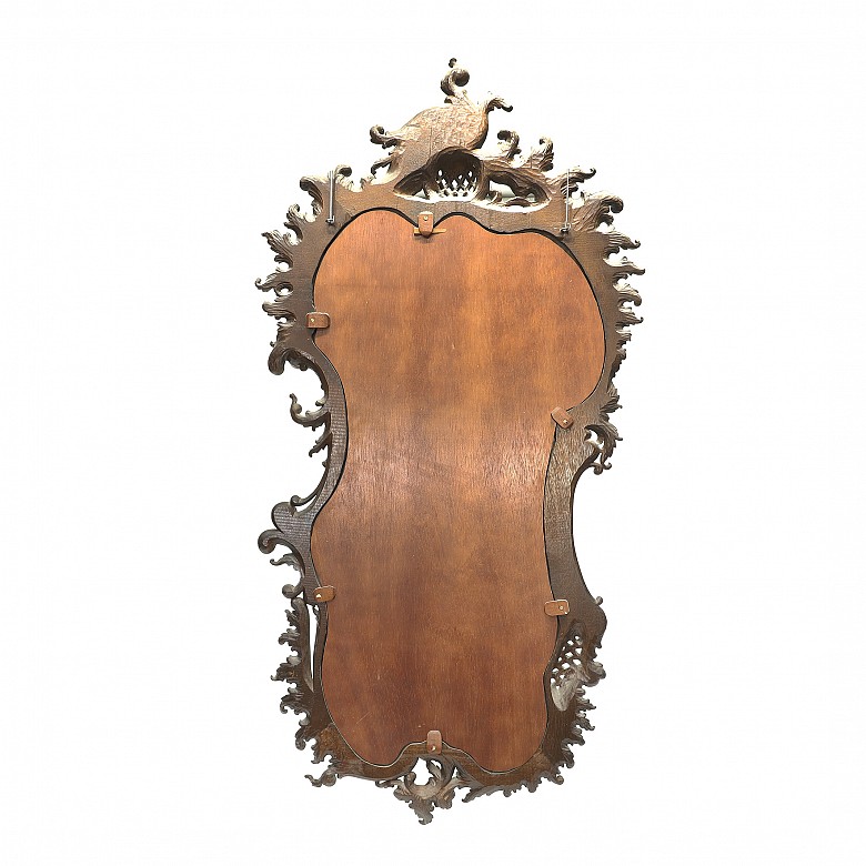 Vicente Andreu. Large mirror with carved wooden frame, 20th century. - 4