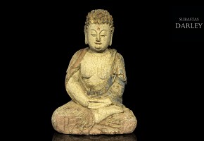 Polychrome wooden Buddha, 20th century