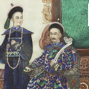 Pair of watercolors of emperor and empress, 