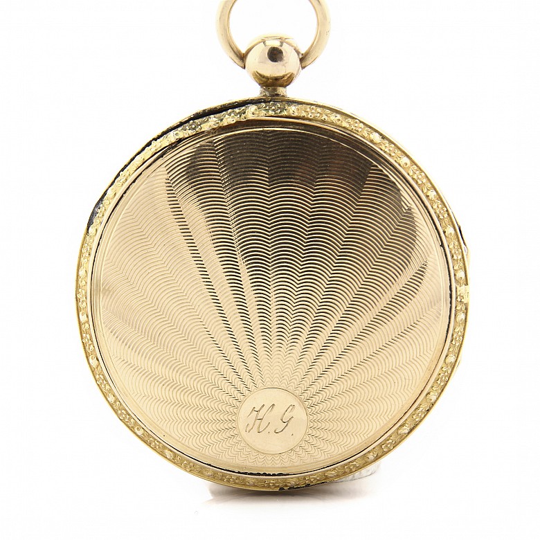 Reloj de bolsillo chapado en oro amarillo de 18k, s.XIX - 4