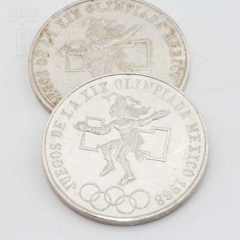Dos monedas plata 0,720m/m- MEXICO 1968