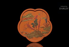 Pieza de tinta de cinabrio, dinastía Qing, Qianlong