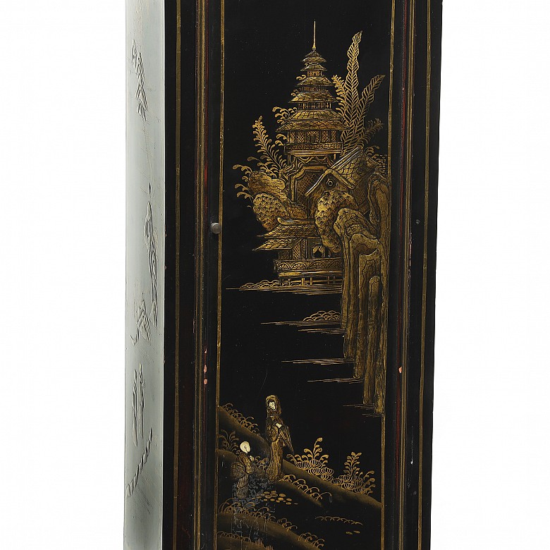 Lacquered tall case clock with oriental-style decoration, 20th century - 6