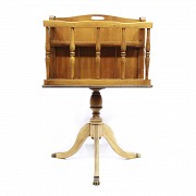 English style magazine rack with leather upholstered top, early 20th century