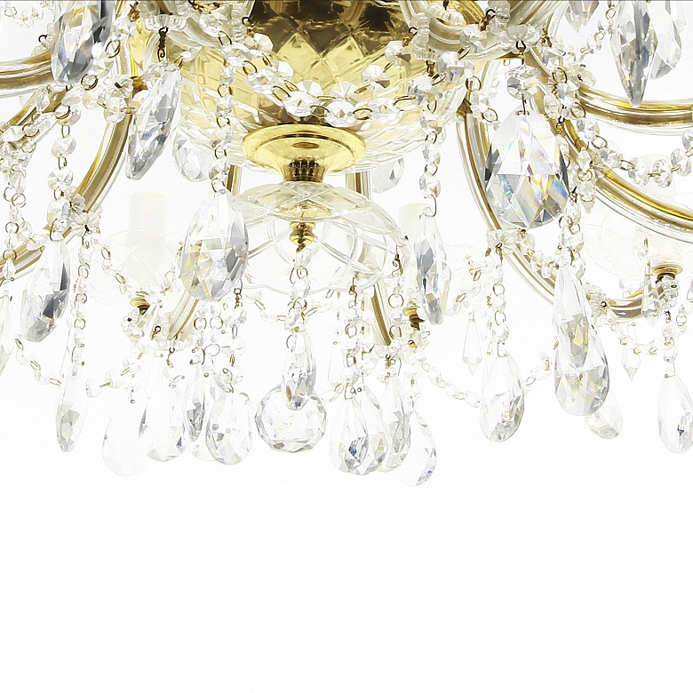 Glass and metal ceiling lamp, 20th century