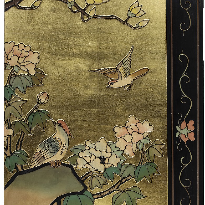 Chinese four-leaf folding screen, 20th century - 5