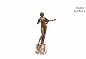 Gustav Schmidt Cassel (1867-1954) Bronze figure with brown marble foot.