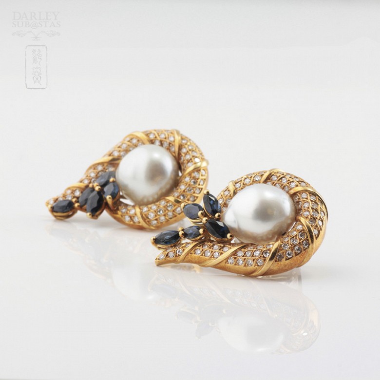 Fantastic pearl and sapphire earrings - 2