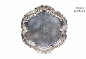 Large stamped Dutch silver tray, 925, ca.1880.