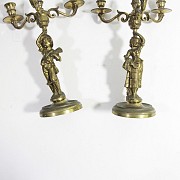 Pair of bronze candlesticks - 9