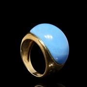 18 k yellow gold and turquoise ring