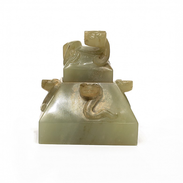 Carved jade double stamp, 20th century - 1