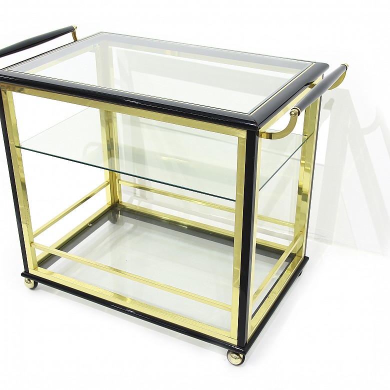 Glass and Metal Serving Table, 1970s
