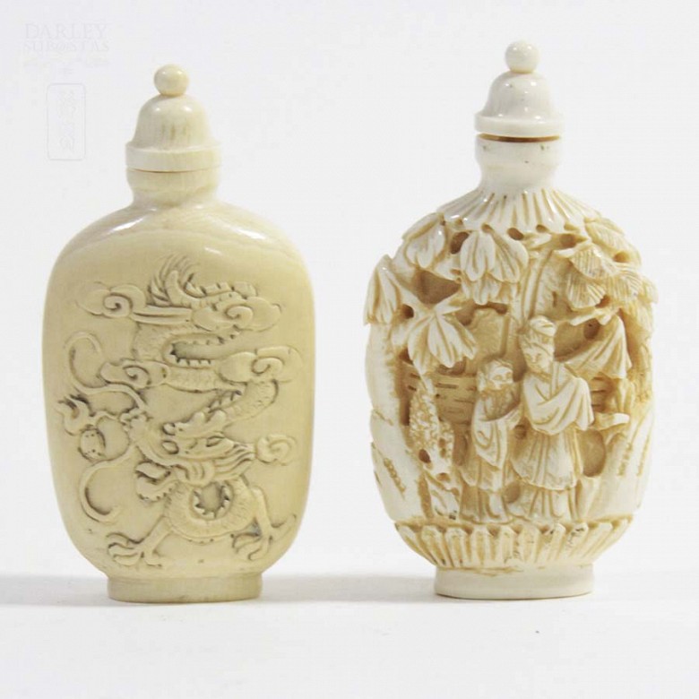 Two bottles of ivory monkfish